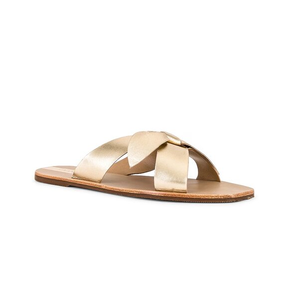 Kaanas Tais Bow Leather Sandal in Gold NEW - Size 10 Women's - Picture 1 of 10